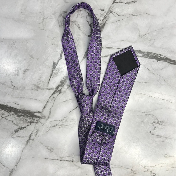 Karako Collection Men’s 100% Silk Hand Made Tie Purple - Picture 3 of 6